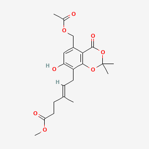 molecular formula C21H26O8 B11829965 methyl (E)-6-(5-(acetoxymethyl)-7-hydroxy-2,2-dimethyl-4-oxo-4H-benzo[d][1,3]dioxin-8-yl)-4-methylhex-4-enoate 