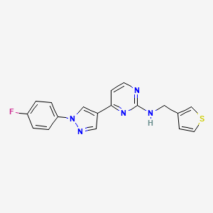 molecular formula C18H14FN5S B11829984 4-(1-(4-Fluorophenyl)-1H-pyrazol-4-yl)-N-(thiophen-3-ylmethyl)pyrimidin-2-amine 