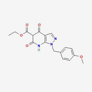 molecular formula C17H17N3O5 B11830062 Ethyl 1-(4-methoxybenzyl)-4,6-dioxo-4,5,6,7-tetrahydro-1H-pyrazolo[3,4-b]pyridine-5-carboxylate 