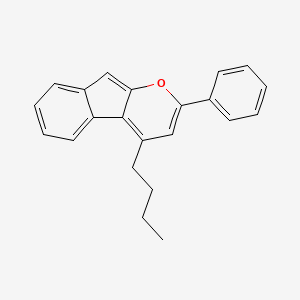 molecular formula C22H20O B11830128 Indeno[2,1-b]pyran, 4-butyl-2-phenyl- CAS No. 62239-56-9