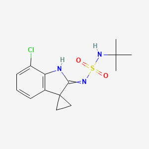 molecular formula C14H18ClN3O2S B11830183 Tert-butyl({7'-chloro-1',2'-dihydrospiro[cyclopropane-1,3'-indol]-2'-ylidene}sulfamoyl)amine 
