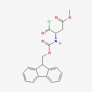 molecular formula C20H18ClNO5 B11830218 Butanoic acid, 4-chloro-3-[[(9H-fluoren-9-ylmethoxy)carbonyl]amino]-4-oxo-, methyl ester, (3S)- 