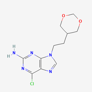 molecular formula C11H14ClN5O2 B11830316 9H-Purin-2-amine, 6-chloro-9-[2-(1,3-dioxan-5-yl)ethyl]- 