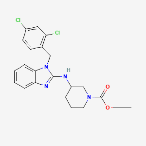molecular formula C24H28Cl2N4O2 B11830348 tert-Butyl 3-((1-(2,4-dichlorobenzyl)-1H-benzo[d]imidazol-2-yl)amino)piperidine-1-carboxylate 