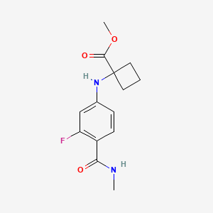 molecular formula C14H17FN2O3 B11830371 Methyl 1-((3-fluoro-4-(methylcarbamoyl)phenyl)amino)cyclobutanecarboxylate 