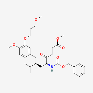 molecular formula C31H43NO8 B11830375 methyl (5S,7S)-5-(((benzyloxy)carbonyl)amino)-7-(4-methoxy-3-(3-methoxypropoxy)benzyl)-8-methyl-4-oxononanoate 
