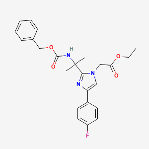 molecular formula C24H26FN3O4 B11830426 Ethyl 2-(2-(2-(((benzyloxy)carbonyl)amino)propan-2-yl)-4-(4-fluorophenyl)-1H-imidazol-1-yl)acetate CAS No. 1261118-03-9