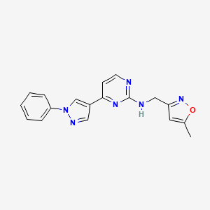 molecular formula C18H16N6O B11830466 N-((5-Methylisoxazol-3-yl)methyl)-4-(1-phenyl-1H-pyrazol-4-yl)pyrimidin-2-amine 