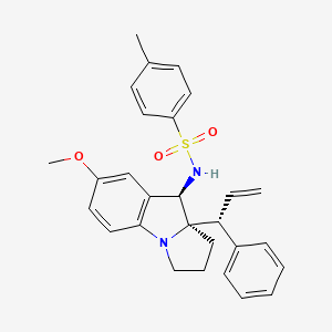 molecular formula C28H30N2O3S B11830510 N-[(9R,9aR)-7-methoxy-9a-[(1R)-1-phenylprop-2-en-1-yl]-1H,2H,3H,9H,9aH-benzo[b]pyrrolizin-9-yl]-4-methylbenzene-1-sulfonamide 