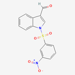 molecular formula C15H10N2O5S B11830517 1-((3-Nitrophenyl)sulfonyl)-1H-indole-3-carbaldehyde 