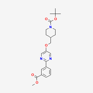 molecular formula C23H29N3O5 B11830544 tert-Butyl 4-(((2-(3-(methoxycarbonyl)phenyl)pyrimidin-5-yl)oxy)methyl)piperidine-1-carboxylate 