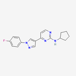 molecular formula C18H18FN5 B11830555 N-Cyclopentyl-4-(1-(4-fluorophenyl)-1H-pyrazol-4-yl)pyrimidin-2-amine 