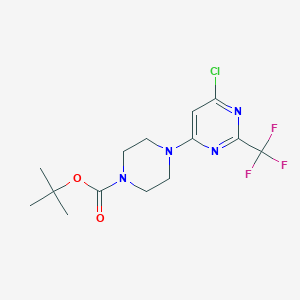molecular formula C14H18ClF3N4O2 B11830637 tert-Butyl 4-(6-chloro-2-(trifluoromethyl)pyrimidin-4-yl)piperazine-1-carboxylate 