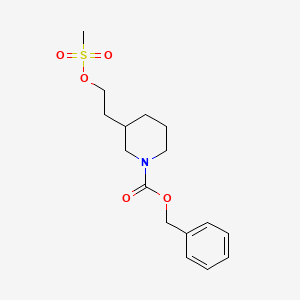 molecular formula C16H23NO5S B11830707 Benzyl 3-(2-((methylsulfonyl)oxy)ethyl)piperidine-1-carboxylate 