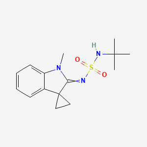 molecular formula C15H21N3O2S B11830713 Tert-butyl({1'-methyl-1',2'-dihydrospiro[cyclopropane-1,3'-indol]-2'-ylidene}sulfamoyl)amine 