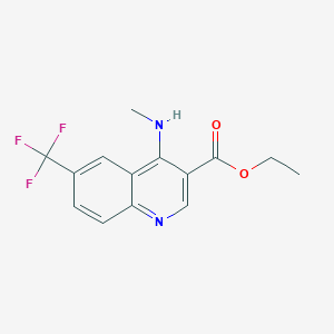 molecular formula C14H13F3N2O2 B11830792 Ethyl 4-(methylamino)-6-(trifluoromethyl)quinoline-3-carboxylate 