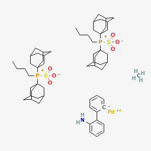 molecular formula C61H92NO6P2PdS2+ B11830827 Methanesulfonato[(di(1-adamantyl)-n-butylphos-phine)-2-(2'-amino-1,1'-biphenyl)]palladium(II) 