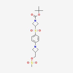 molecular formula C19H28N2O7S2 B11830848 tert-Butyl 3-((4-(3-(((methylsulfonyl)oxy)methyl)azetidin-1-yl)phenyl)sulfonyl)azetidine-1-carboxylate 