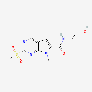 molecular formula C11H14N4O4S B11830860 N-(2-hydroxyethyl)-7-methyl-2-(methylsulfonyl)-7H-pyrrolo[2,3-d]pyrimidine-6-carboxamide 