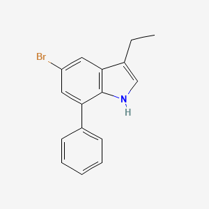 molecular formula C16H14BrN B11830935 5-Bromo-3-ethyl-7-phenyl-1H-indole CAS No. 918446-44-3