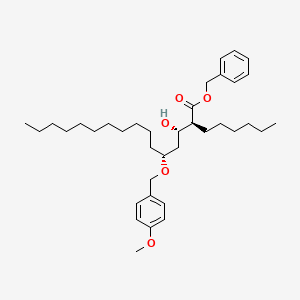 molecular formula C37H58O5 B11831011 Hexadecanoic acid, 2-hexyl-3-hydroxy-5-[(4-methoxyphenyl)methoxy]-, phenylmethyl ester, (2S,3S,5R)- 
