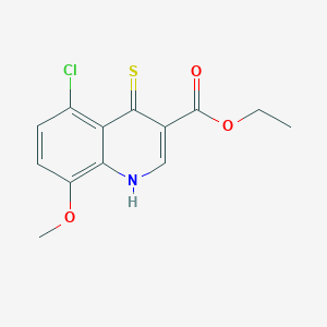 molecular formula C13H12ClNO3S B11831024 Ethyl 5-chloro-8-methoxy-4-thioxo-1,4-dihydroquinoline-3-carboxylate 
