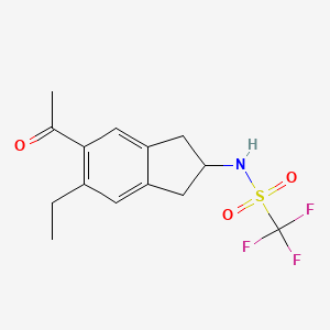 molecular formula C14H16F3NO3S B11831027 N-(5-Acetyl-6-ethyl-2,3-dihydro-1H-inden-2-yl)-1,1,1-trifluoromethanesulfonamide 