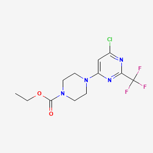 molecular formula C12H14ClF3N4O2 B11831128 Ethyl 4-(6-chloro-2-(trifluoromethyl)pyrimidin-4-yl)piperazine-1-carboxylate 