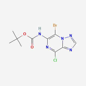 molecular formula C10H11BrClN5O2 B11831177 Carbamic acid, N-(5-bromo-8-chloro[1,2,4]triazolo[1,5-a]pyrazin-6-yl)-, 1,1-dimethylethyl ester 