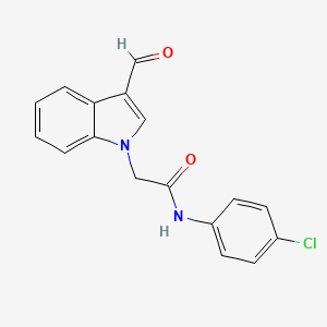 molecular formula C17H13ClN2O2 B11831205 N-(4-chlorophenyl)-2-(3-formyl-1H-indol-1-yl)acetamide 