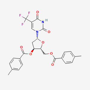 molecular formula C26H23F3N2O7 B11831224 Thymidine, alpha,alpha,alpha-trifluoro-, 3',5'-bis(4-methylbenzoate) 