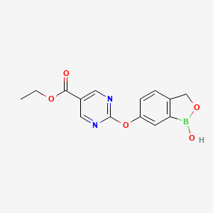 molecular formula C14H13BN2O5 B11831284 Ethyl 2-((1-hydroxy-1,3-dihydrobenzo[c][1,2]oxaborol-6-yl)oxy)pyrimidine-5-carboxylate 