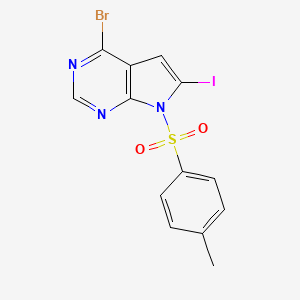molecular formula C13H9BrIN3O2S B11831376 4-Bromo-6-iodo-7-tosyl-7H-pyrrolo[2,3-d]pyrimidine 