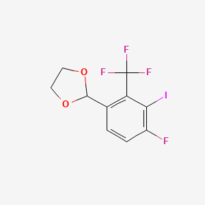 molecular formula C10H7F4IO2 B11831437 2-(4-Fluoro-3-iodo-2-(trifluoromethyl)phenyl)-1,3-dioxolane 