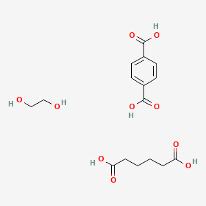 molecular formula C16H22O10 B11831440 Ethane-1,2-diol;hexanedioic acid;terephthalic acid CAS No. 25748-37-2