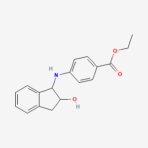 molecular formula C18H19NO3 B11831504 Ethyl 4-[(2-hydroxy-2,3-dihydro-1h-inden-1-yl)amino]benzoate CAS No. 796-56-5