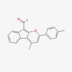 molecular formula C21H16O2 B11831574 Indeno[2,1-b]pyran-9-carboxaldehyde, 4-methyl-2-(4-methylphenyl)- CAS No. 62225-26-7