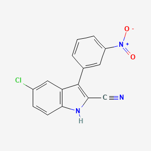 molecular formula C15H8ClN3O2 B11831709 5-Chloro-3-(3-nitrophenyl)-1H-indole-2-carbonitrile CAS No. 62039-79-6