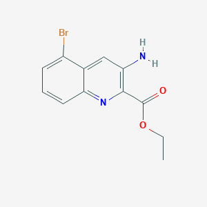 molecular formula C12H11BrN2O2 B11831752 Ethyl 3-amino-5-bromoquinoline-2-carboxylate 