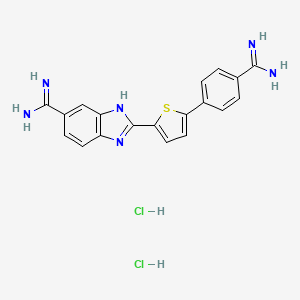 molecular formula C19H18Cl2N6S B11831780 2-(5-(4-Carbamimidoylphenyl)thiophen-2-yl)-1H-benzo[d]imidazole-6-carboximidamide dihydrochloride 