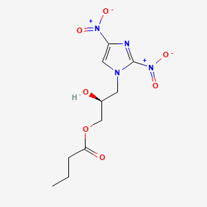 molecular formula C10H14N4O7 B11831853 (S)-3-(2,4-dinitro-1H-imidazol-1-yl)-2-hydroxypropyl butyrate 