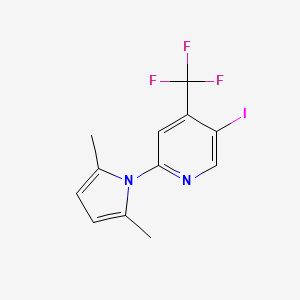 molecular formula C12H10F3IN2 B11831895 2-(2,5-Dimethyl-1H-pyrrol-1-yl)-5-iodo-4-(trifluoromethyl)pyridine 