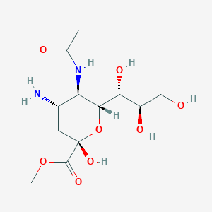 molecular formula C12H22N2O8 B11831906 methyl (2S,4S,5R,6R)-5-acetamido-4-amino-2-hydroxy-6-((1R,2R)-1,2,3-trihydroxypropyl)tetrahydro-2H-pyran-2-carboxylate 