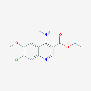 molecular formula C14H15ClN2O3 B11831927 Ethyl 7-chloro-6-methoxy-4-(methylamino)quinoline-3-carboxylate 
