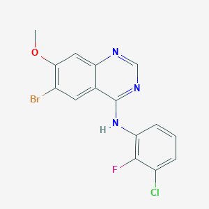 molecular formula C15H10BrClFN3O B11832038 6-bromo-N-(3-chloro-2-fluoro-phenyl)-7-methoxy-quinazolin-4-amine 