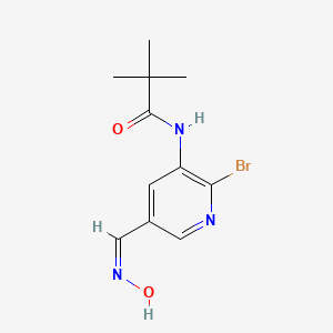 molecular formula C11H14BrN3O2 B11832056 N-[2-bromo-5-[(Z)-hydroxyiminomethyl]pyridin-3-yl]-2,2-dimethylpropanamide 
