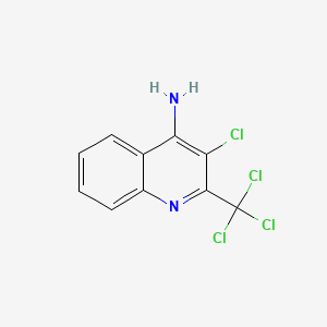 molecular formula C10H6Cl4N2 B11832075 Quinoline, 4-amino-3-chloro-2-(trichloromethyl)- CAS No. 73987-34-5