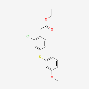 molecular formula C17H17ClO3S B11832159 Ethyl 2-(2-chloro-4-((3-methoxyphenyl)thio)phenyl)acetate 