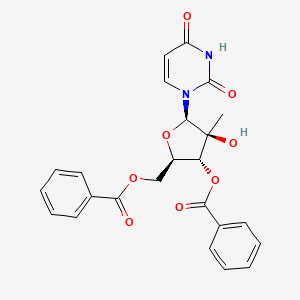 molecular formula C24H22N2O8 B11832167 ((2R,3R,4S,5R)-3-(benzoyloxy)-5-(2,4-dioxo-3,4-dihydropyrimidin-1(2H)-yl)-4-hydroxy-4-methyltetrahydrofuran-2-yl)methyl benzoate 