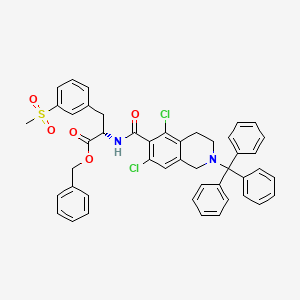 molecular formula C46H40Cl2N2O5S B11832365 benzyl (2S)-2-[(5,7-dichloro-2-trityl-3,4-dihydro-1H-isoquinoline-6-carbonyl)amino]-3-(3-methylsulfonylphenyl)propanoate 